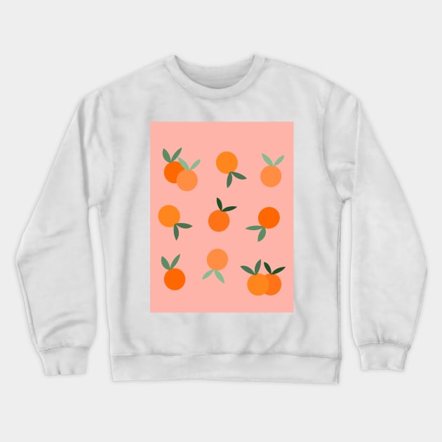 Oranges Fruit Pattern on Peach Background Crewneck Sweatshirt by OneThreeSix